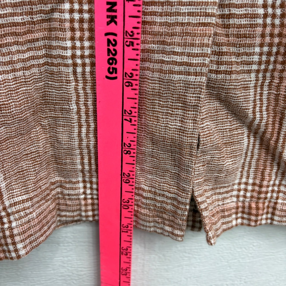 J.Jill Womens Plaid Harper Linen Blend Blazer Terracotta Cream Relaxed Fit Large - Picture 7 of 13